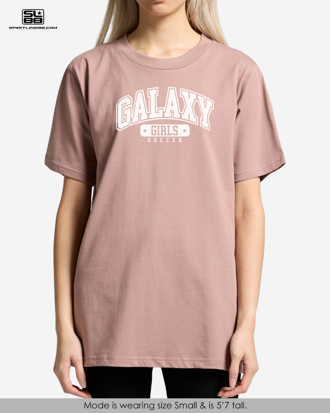 #1101 | Women Classic Gym Tee - White Print Galaxy Girls Soccer