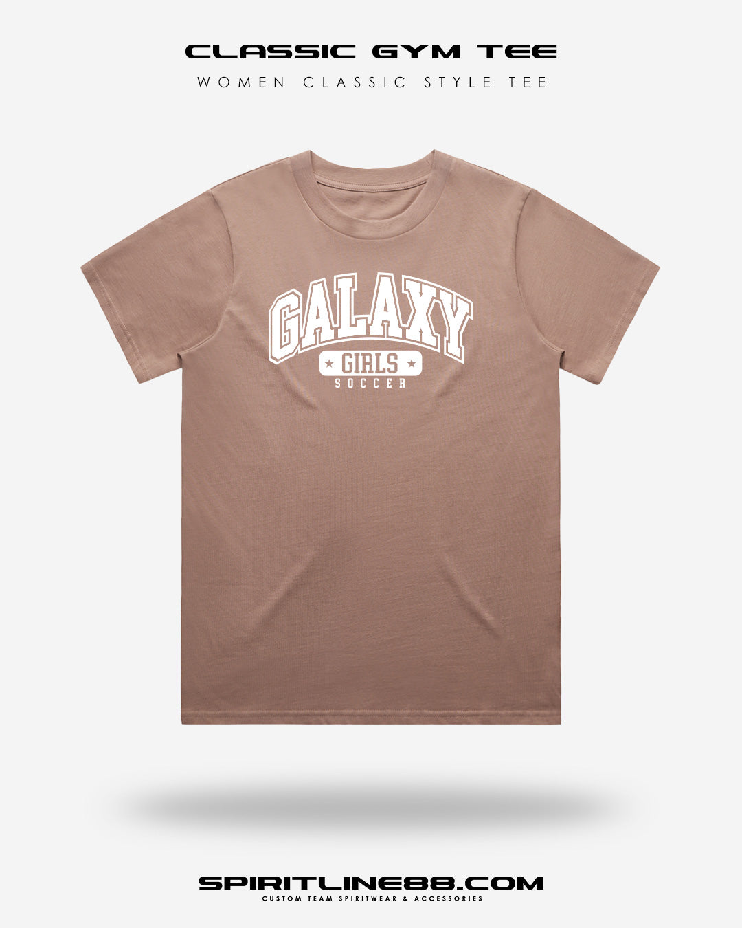 #1101 | Women Classic Gym Tee - White Print Galaxy Girls Soccer