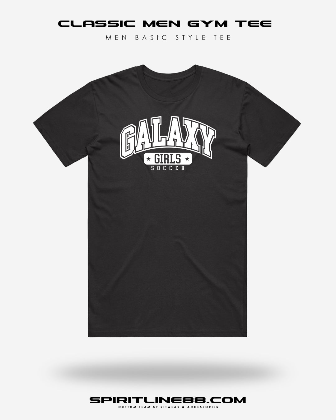 #1107 | Classic Men Gym Tee - White Print Galaxy Girls Soccer