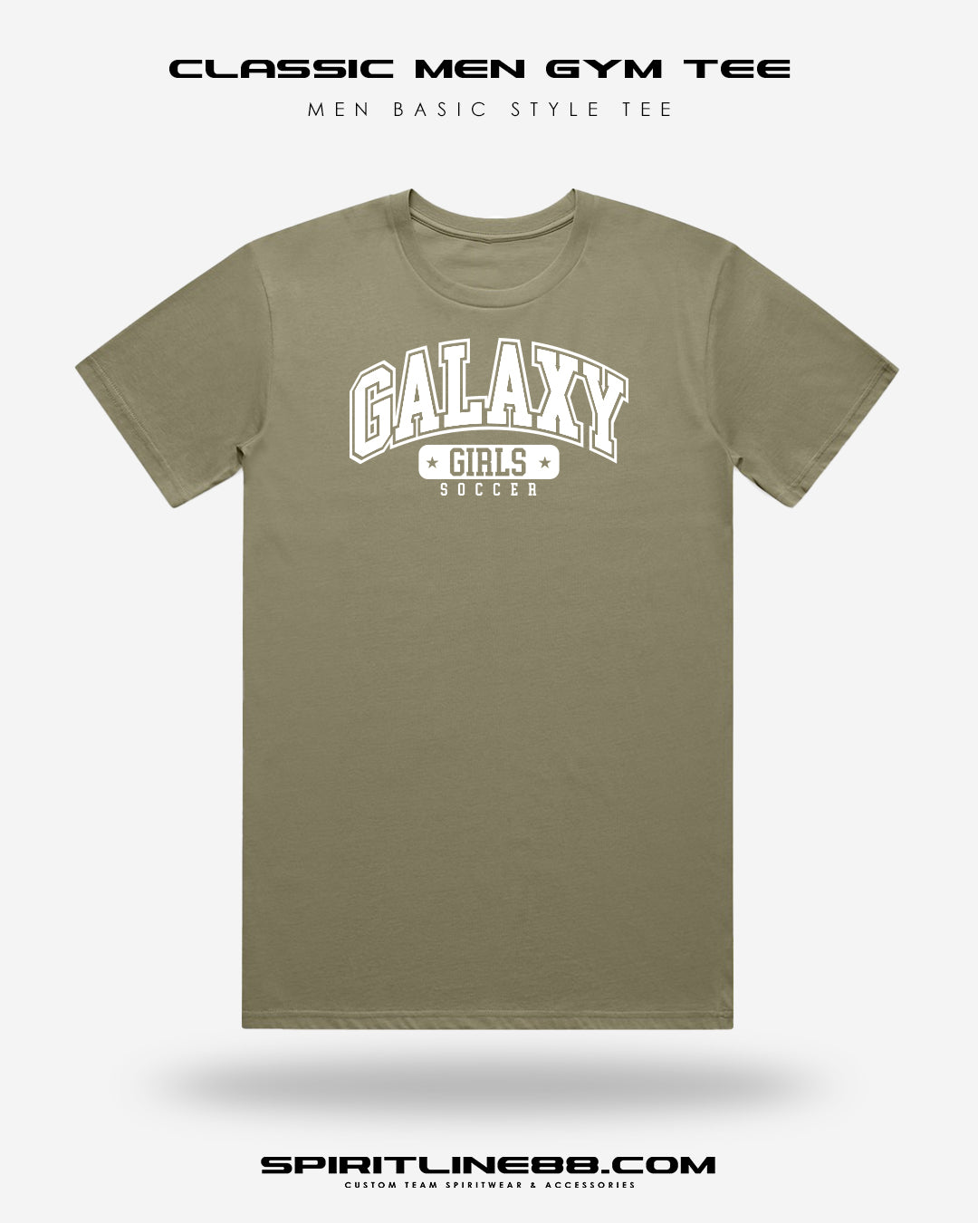 #1107 | Classic Men Gym Tee - White Print Galaxy Girls Soccer