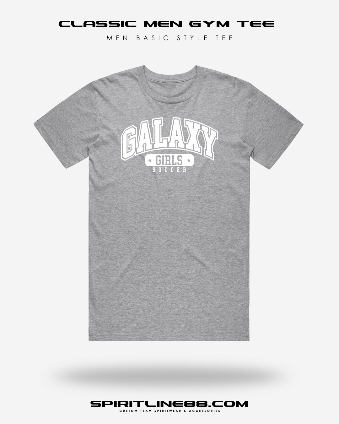 #1107 | Classic Men Gym Tee - White Print Galaxy Girls Soccer