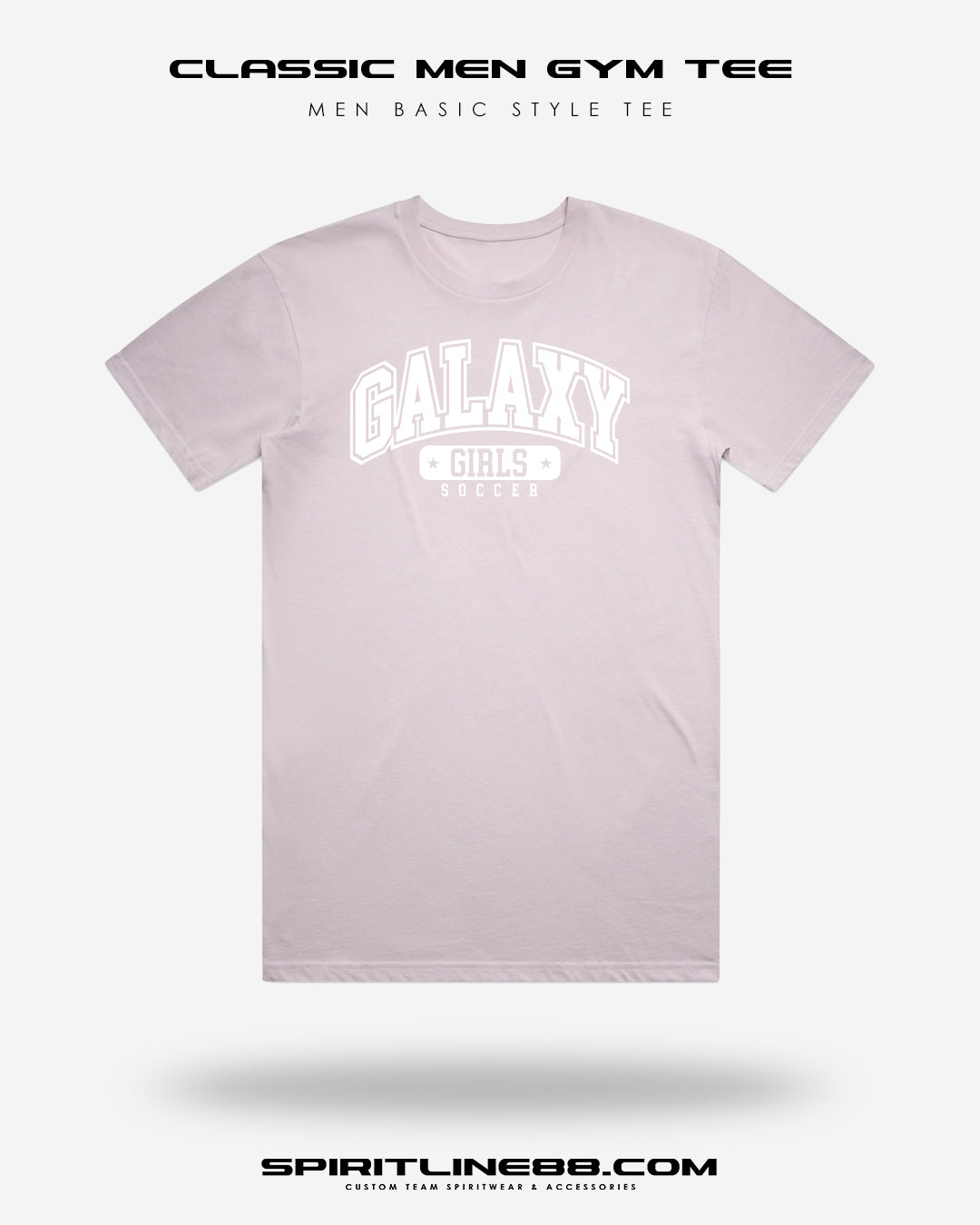 #1107 | Classic Men Gym Tee - White Print Galaxy Girls Soccer