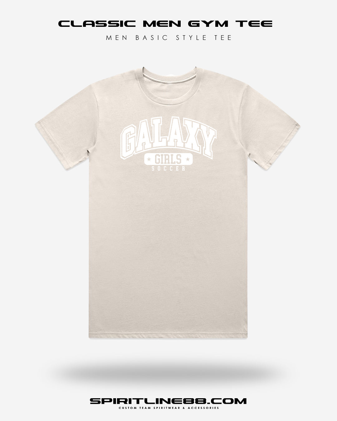 #1107 | Classic Men Gym Tee - White Print Galaxy Girls Soccer
