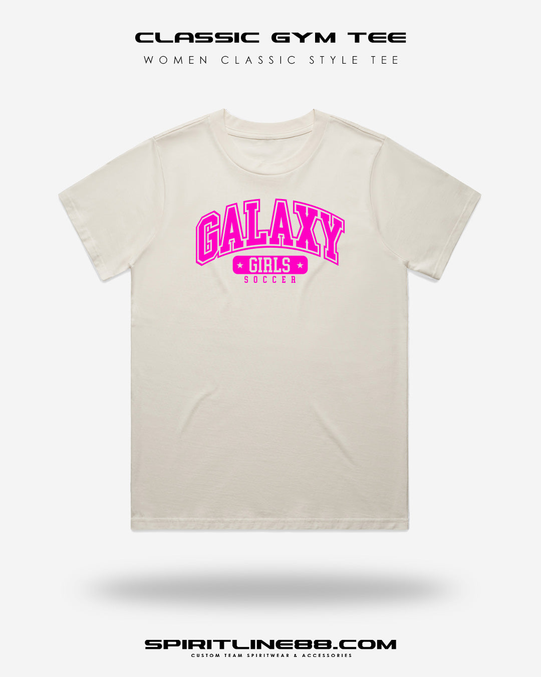 #1102 | Women Classic Gym Tee - Pink Print Galaxy Girls Soccer