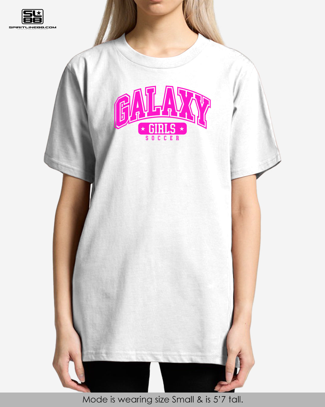 #1102 | Women Classic Gym Tee - Pink Print Galaxy Girls Soccer