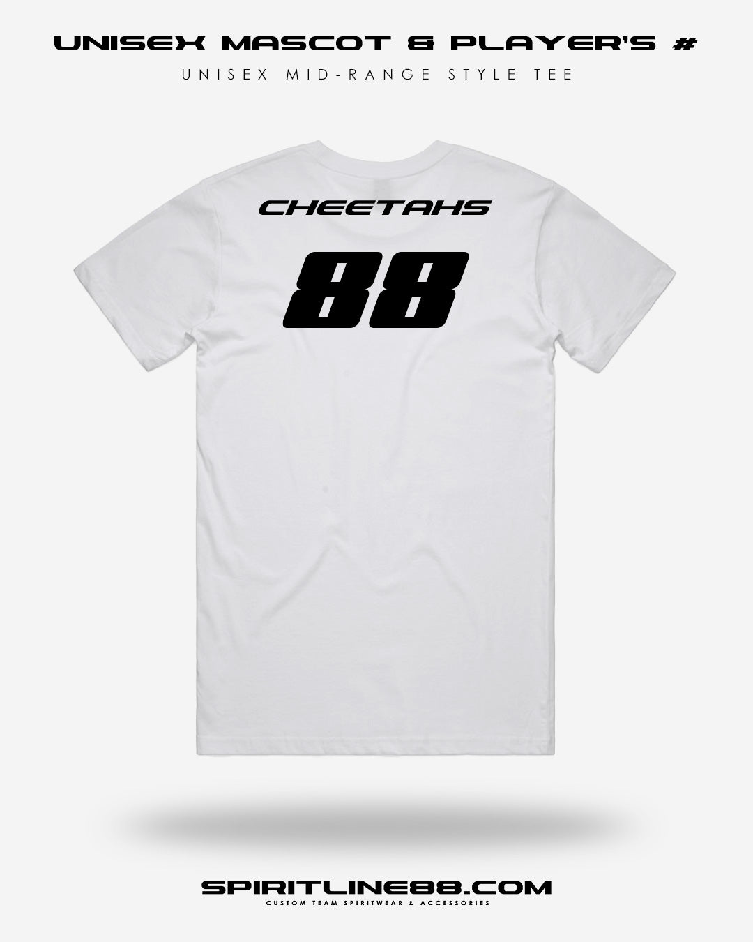 #1111 | Adult Unisex Mid-Range Style - Cheetah Mascot & Player's Number
