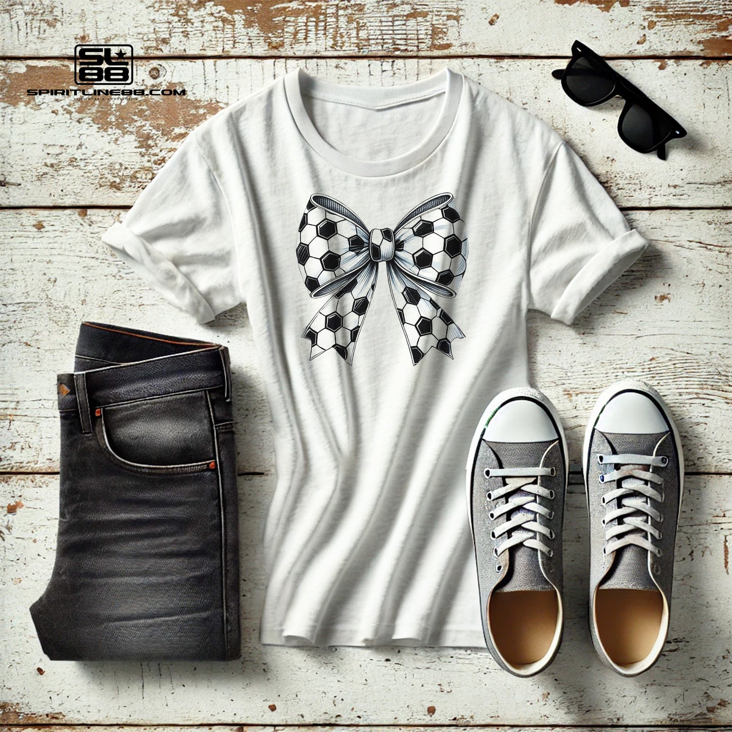 Soccer Ball Bow T-Shirt | Spiritline88.com